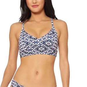 Jessica Simpson Venice Beach Printed Cami Cross-Back Bikini Top